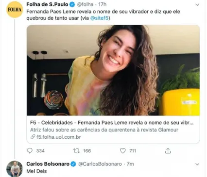Polêmica entre Fê Paes Leme, Bolsonaro e vibrador vira piada na web. Entenda!