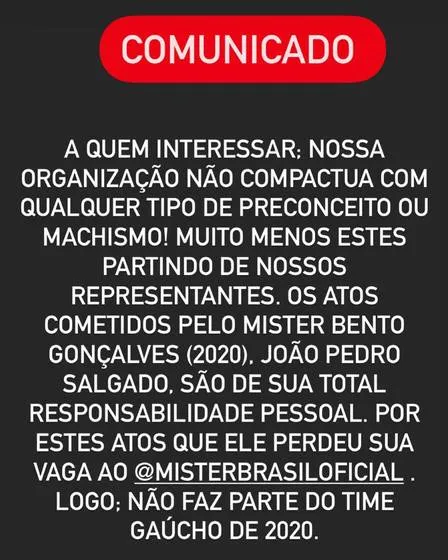 Mister não aceita fora 'por ser mais lindo do Estado' e perde vaga