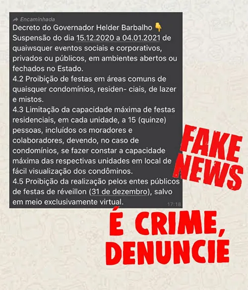 Mensagem aponta que se tratam de medidas do Governo do Pará, o que não procede.