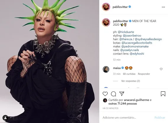 Que comece o 'mimimi': Pabllo Vittar recebe prêmio de 'homem do ano'