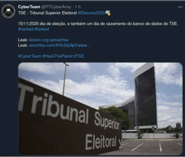 TSE é alvo de ataque hacker na tarde deste domingo (15)