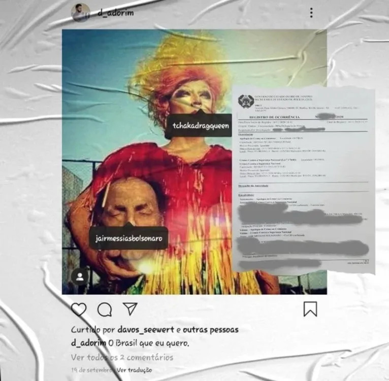Drag Queen é indiciada após performance com cabeça de Bolsonaro
