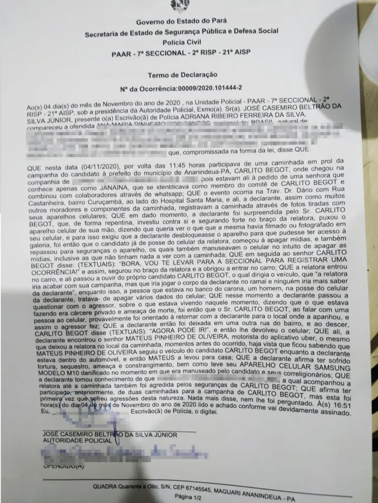 Candidato à prefeitura de Ananindeua, Carlito Begot é denunciado por sequestro e tortura