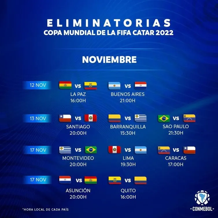 Conmebol confirma datas e horários dos próximos jogos da Seleção