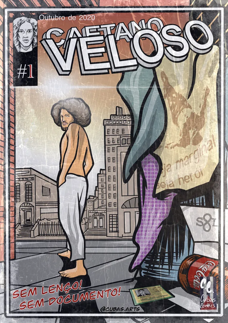 Caetano Veloso, a partir de arte de John Romita
