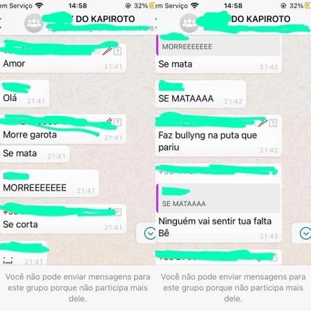 Criança sofre bullying de amigas em grupo de WhatsApp e mãe denuncia