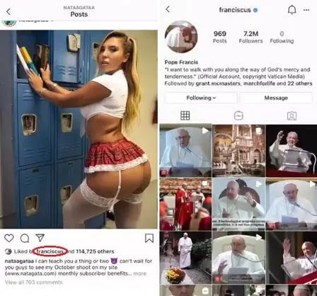 Perfil do Papa teve a interação flagrada e registrada por internautas