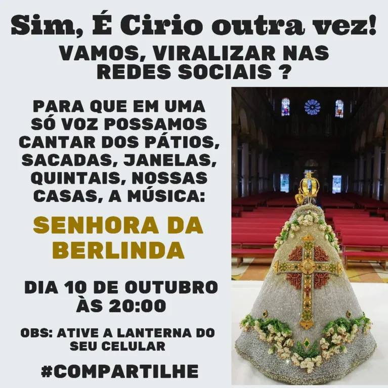 Fiéis cantarão “Senhora da Berlinda” das janelas de suas casas