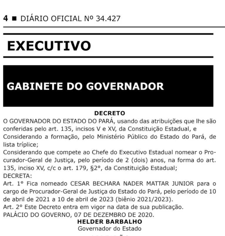 César Mattar Jr é nomeado novo Procurador Geral de Justiça do Pará