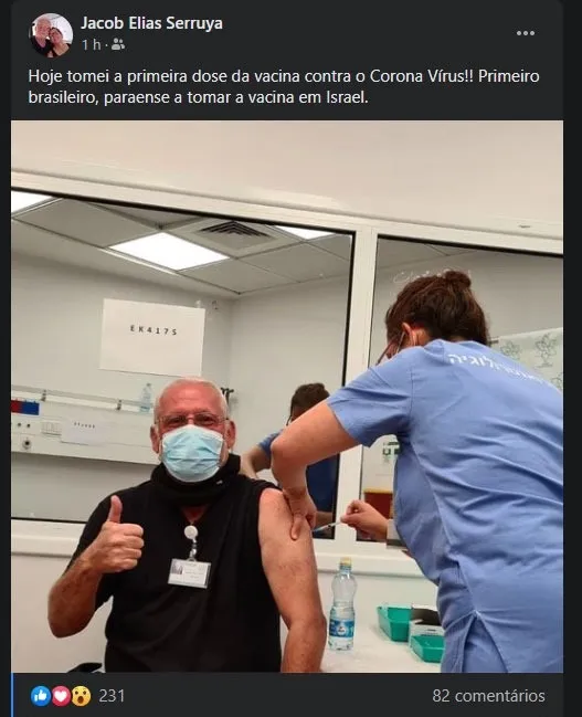 Paraense recebe primeira dose da vacina contra a covid-19 