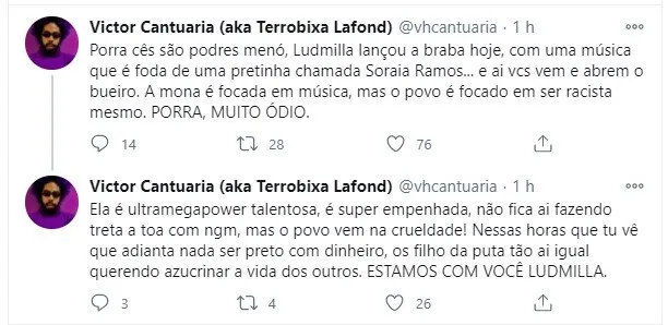 Ludmilla deleta as redes sociais após ataques racistas