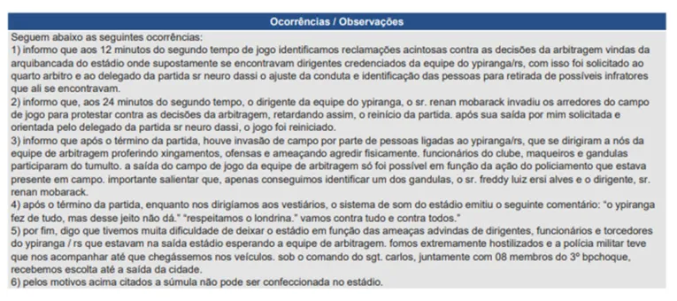 Árbitro cita pontapé e agressão em súmula de jogo da Série C. Veja o vídeo