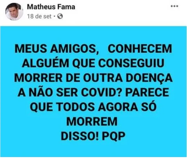 Cantor que morreu de Covid-19 ironizou a doença com postagem