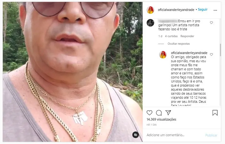 Wanderley Andrade faz show em garimpo ilegal dentro de reserva