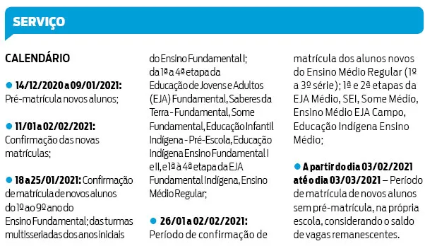 Pré-matrícula para a rede estadual de ensino inicia hoje