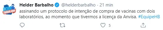 Helder participa de anúncio do plano nacional de vacinação contra Covid-19