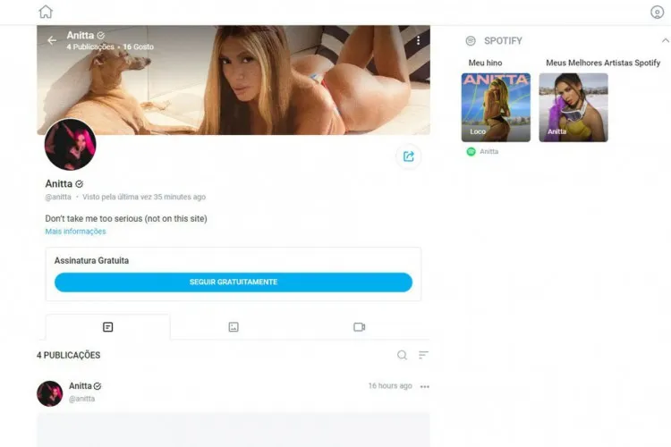 Anitta cria conta no site OnlyFans, conhecido por venda de nudes