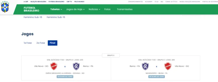 Partida entre Remo e Vila Nova é mantida para sábado, diz CBF