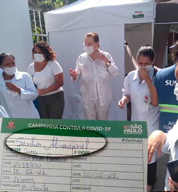 Silvio Santos é vacinado contra a Covid-19 e atendente erra o nome dele 