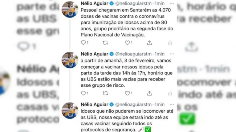 Santarém começa vacinação de idosos na tarde desta
quarta-feira (3)