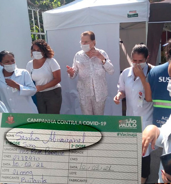 Silvio Santos é vacinado contra a Covid-19 e atendente erra o nome dele 