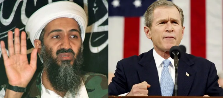Bin Laden era caçado por George Bush, presidente americano na época.
