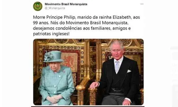 Monarquistas brasileiros lamentam morte com foto de Charles