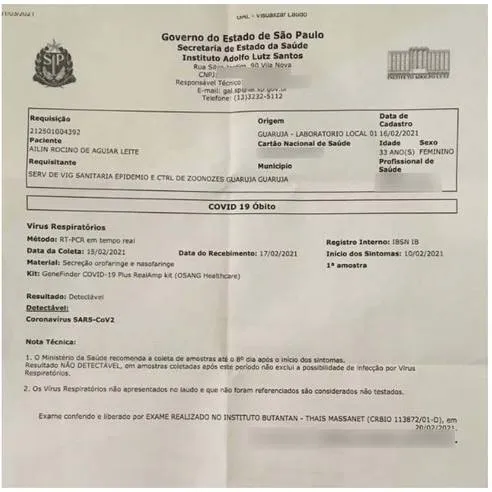 Mulher faz exame de Covid-19 e descobre que está morta