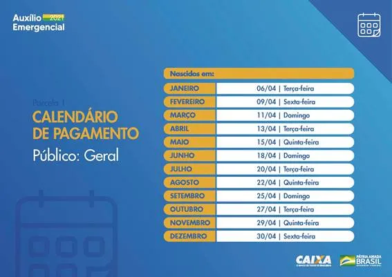 Auxílio para nascidos em março cai neste domingo (11)