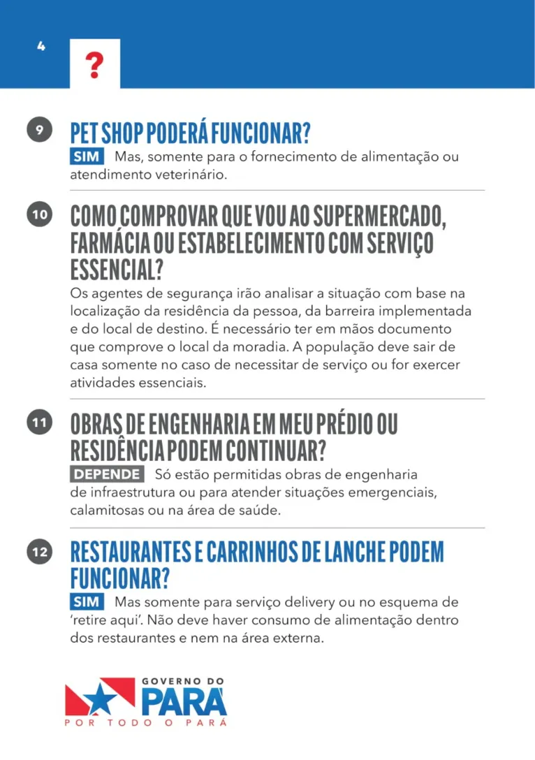 Saiba o que é proibido e permitido durante o lockdown na Grande Belém