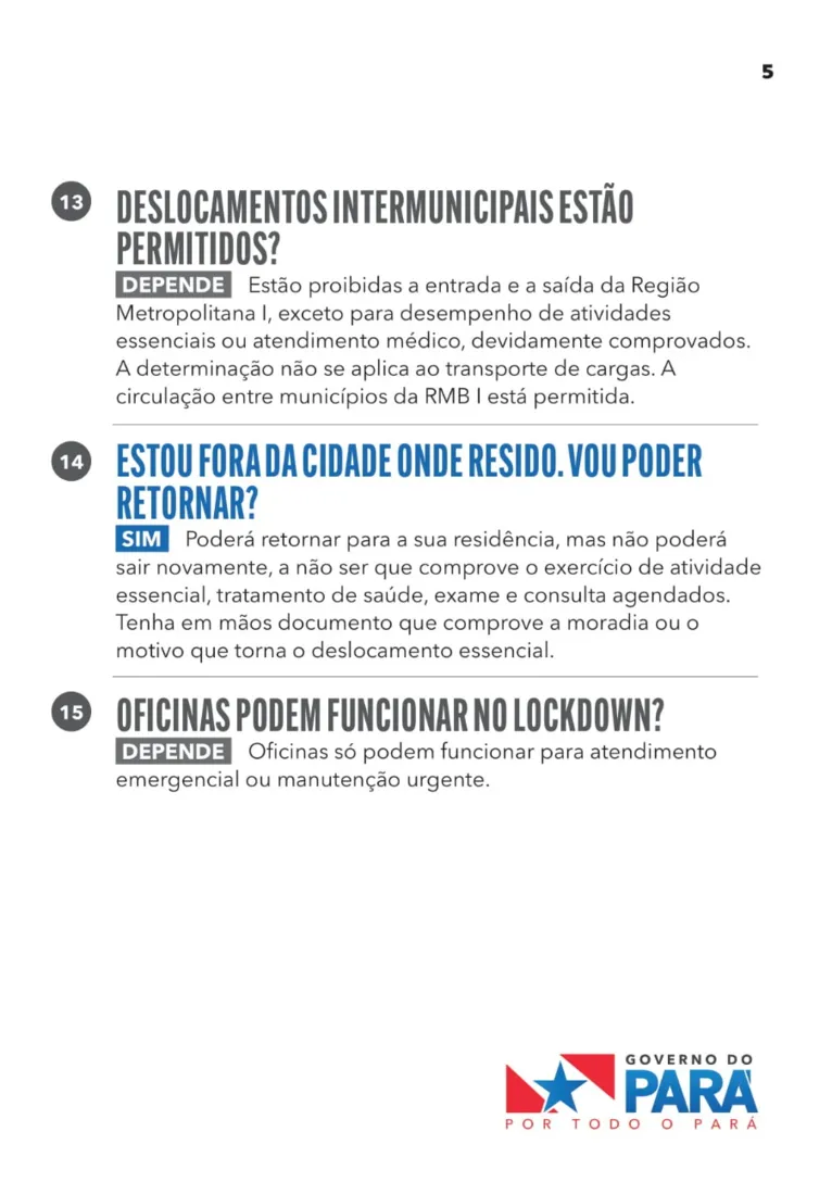 Saiba o que é proibido e permitido durante o lockdown na Grande Belém