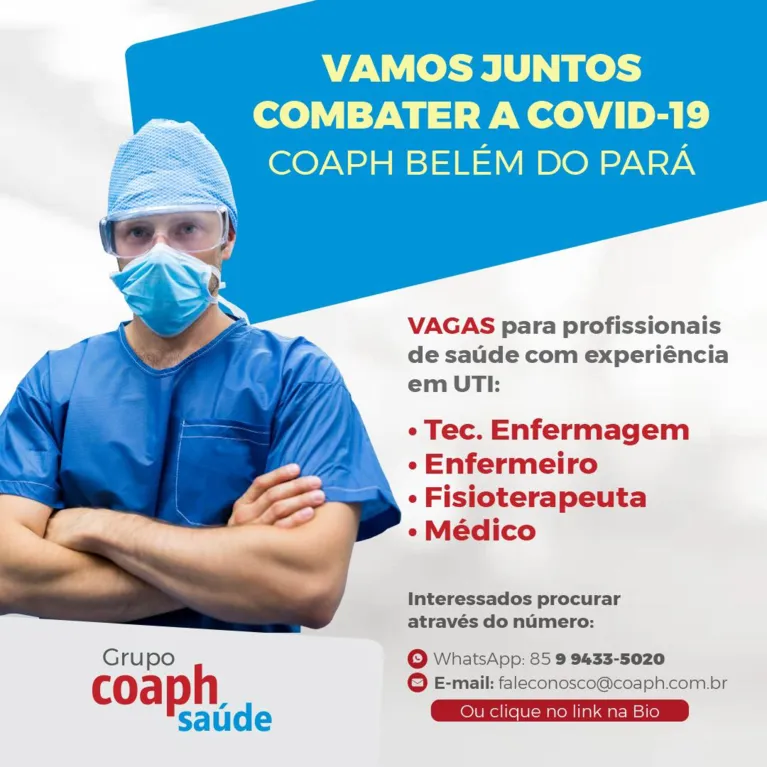 Cooperativa oferta vagas para profissionais da saúde em Belém