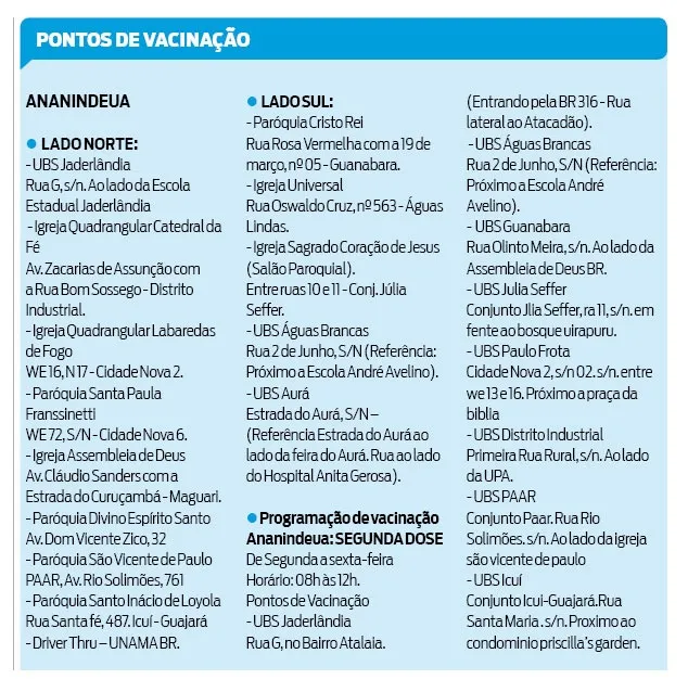 Idosos de 66 a 69 anos poderão se vacinar hoje e amanhã em Ananindeua; veja o cronograma!