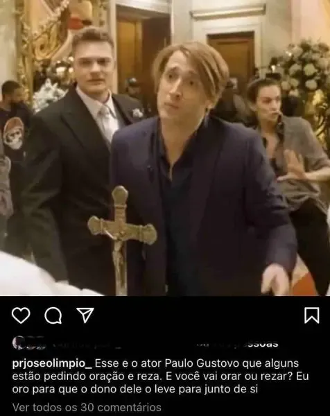 Pastor diz que reza pela morte do ator Paulo Gustavo