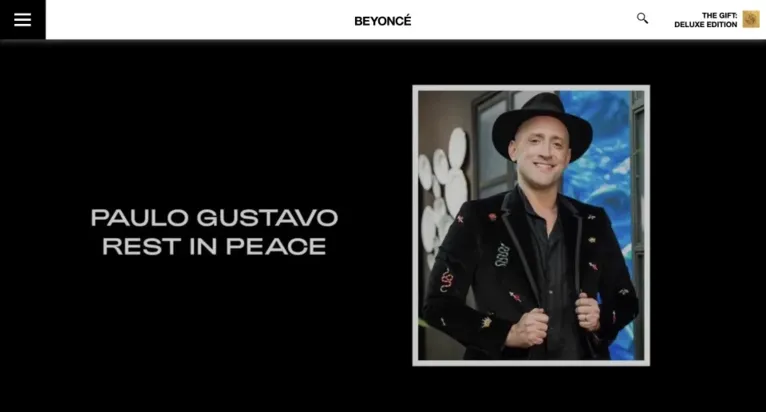 Beyoncé presta homenagem a Paulo Gustavo