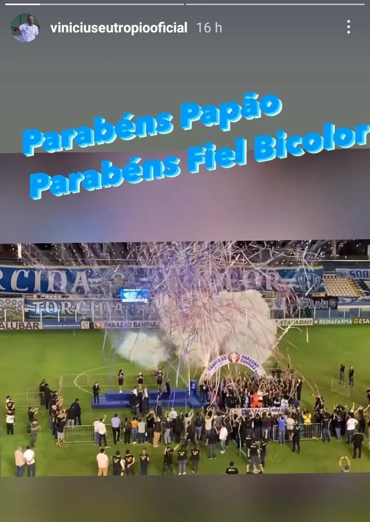 Na Curuzu, Vinicius Eutropio parabeniza título bicolor.