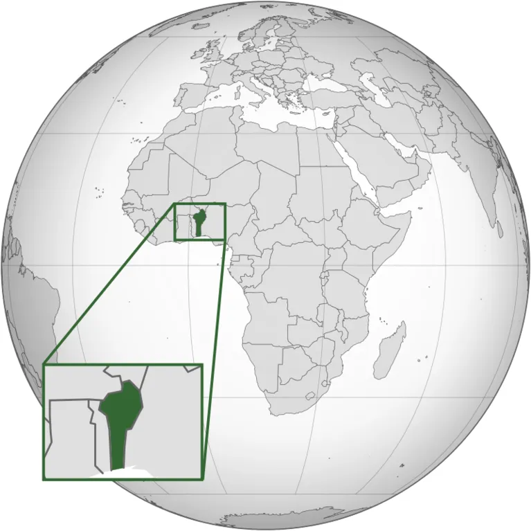 Localização da República do Benim no continente Africano