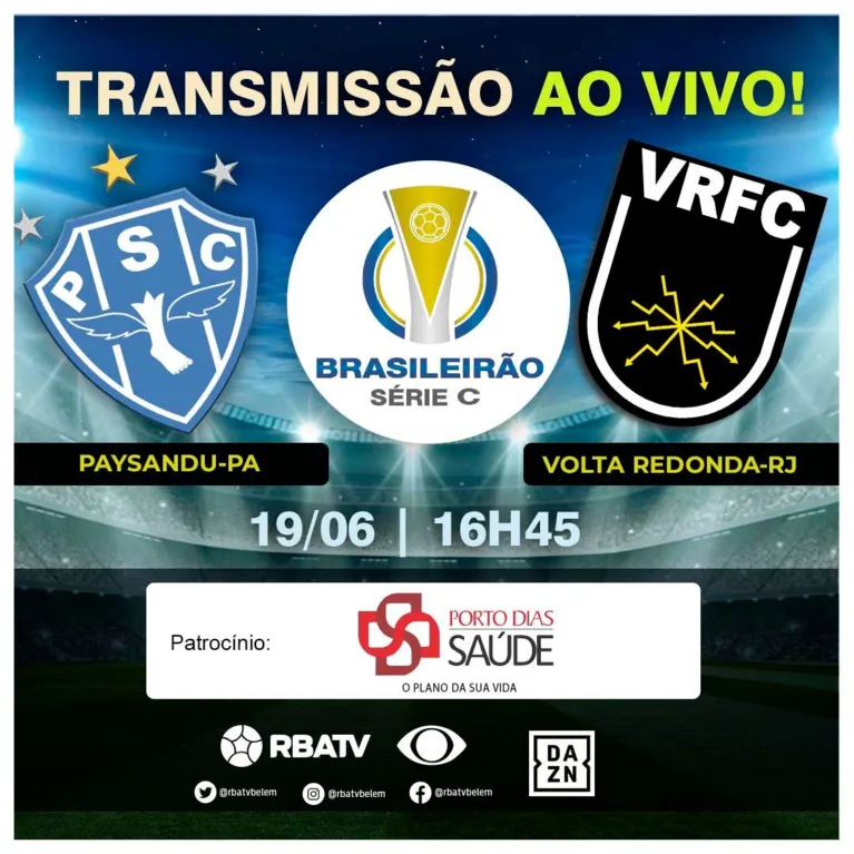 Paysandu X Volta Redonda será transmitido pela Band/RBATV