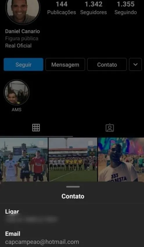 Instagram do árbitro.