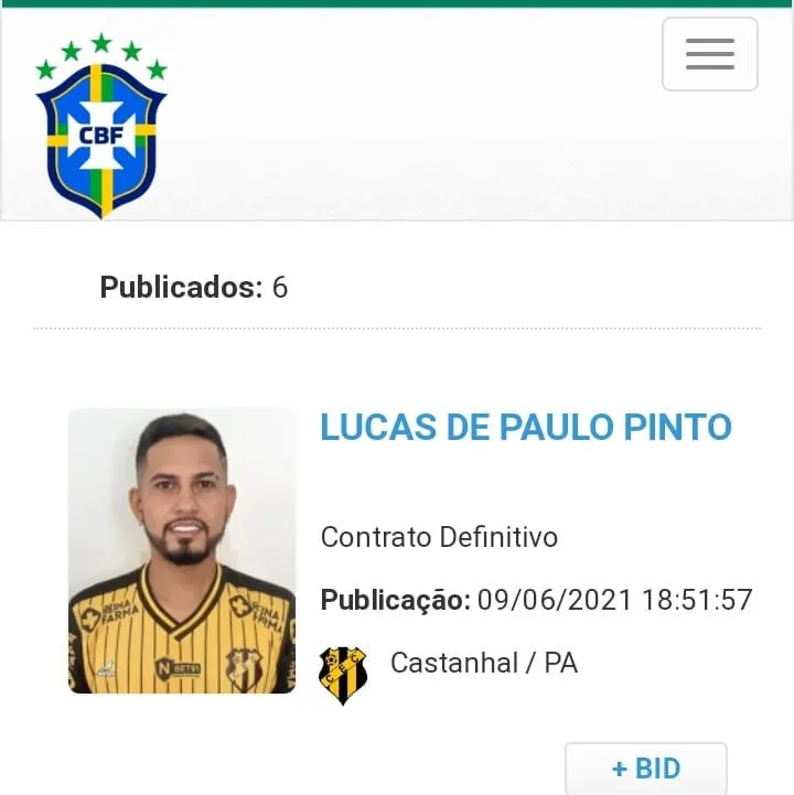 Já regularizado no BID, Lukinha já pode estrear no Castanhal pela Série D.