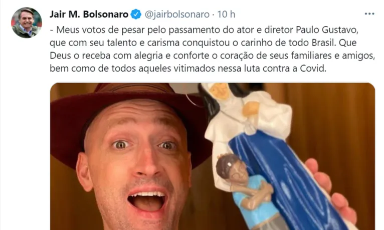 Morte
de Paulo Gustavo foi saia justa para Bolsonaro