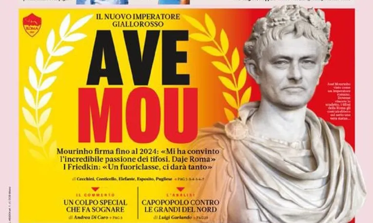 Técnico vira imperador em capa de jornal e faz ações da Roma subirem.