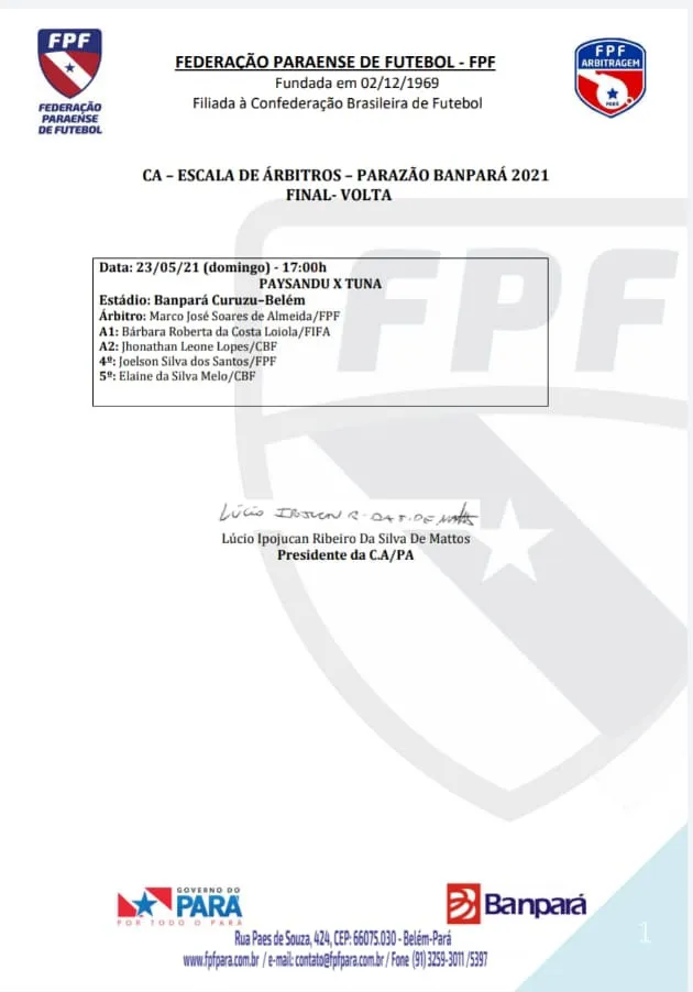 Decisão do Campeonato Paraense já tem árbitros definidos