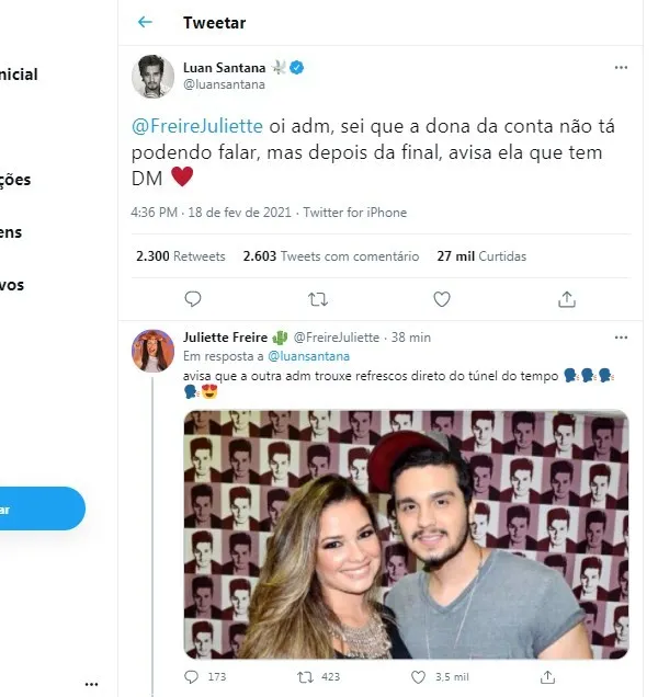 Juliette abre o jogo sobre mensagem de Luan Santana