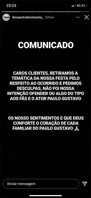Boate é criticada por festa inspirada em Paulo Gustavo