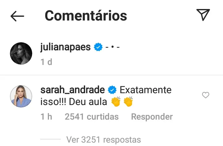 Sarah
Andrade pede #ForaBolsonaro e #ForaLula e é cancelada
