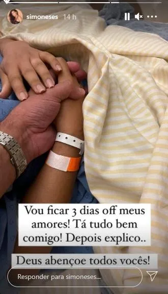 Simone aparece internada em hospital e preocupa fãs