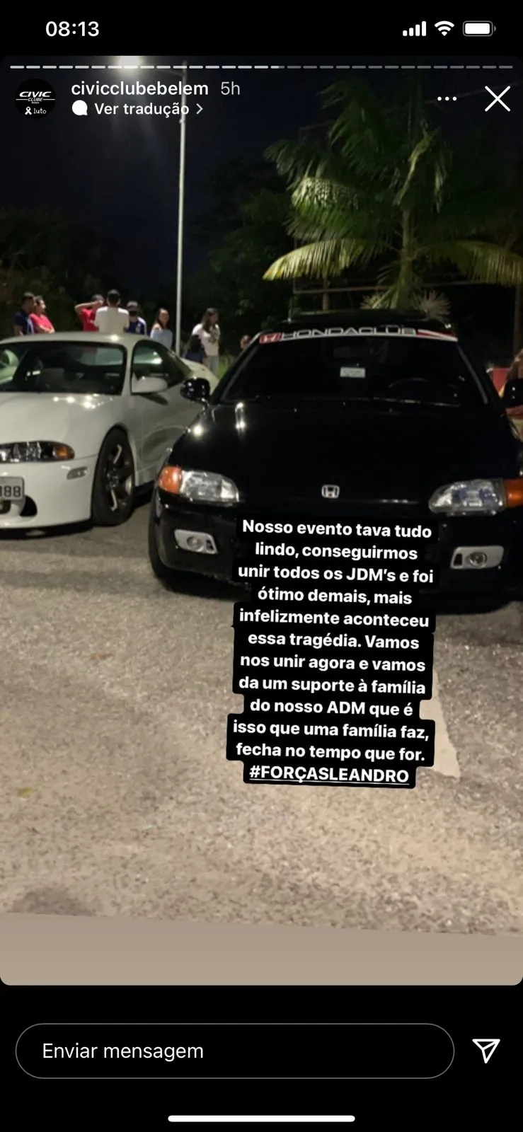 Vítima participou de encontro de carros antes de acidente