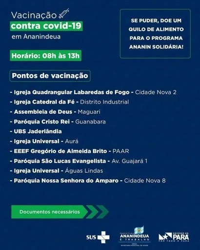 Ananindeua vacina quem tem 32 anos sem comorbidades