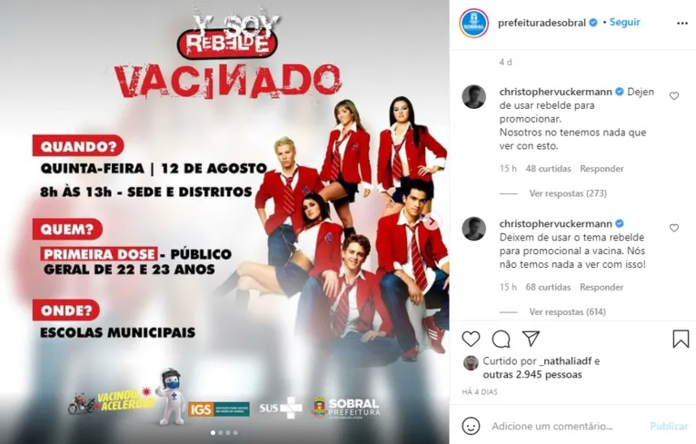 Ex-RBD não quer banda associada à vacinação contra covid